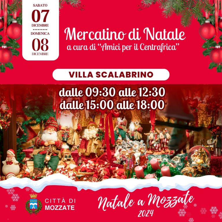 Natale 2024 : Mercatino Solidale a Mozzate presso Villa Scalabrino