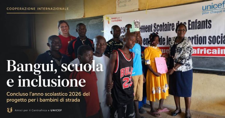 Conclusione dell’anno scolastico 2026 del progetto “Accompagnement scolaire et insertion sociale des enfants de la rue” à Bangui